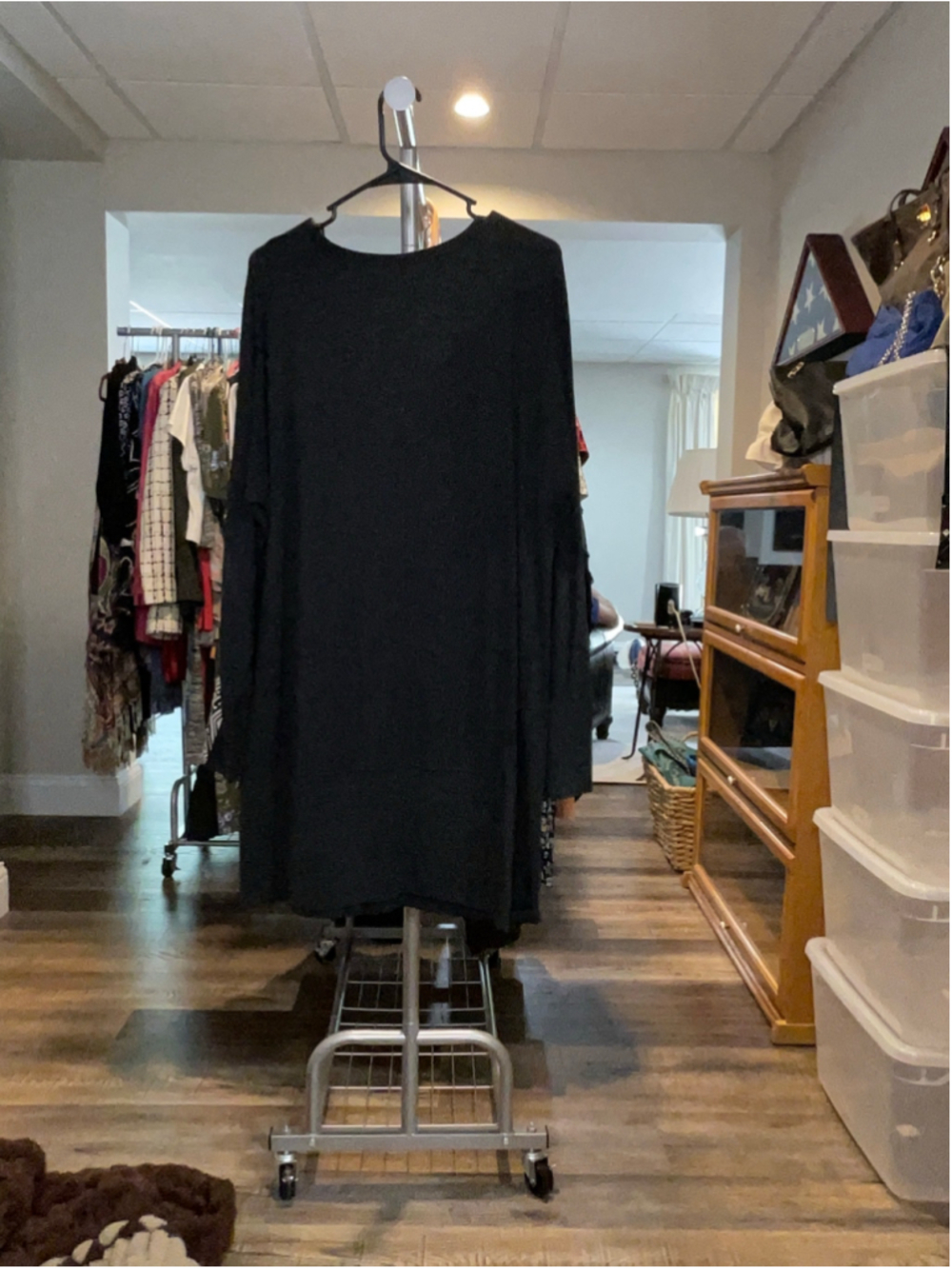 Life is Good Long Sleeve Tee Dress L Heathered Gray - Picture 2 of 2